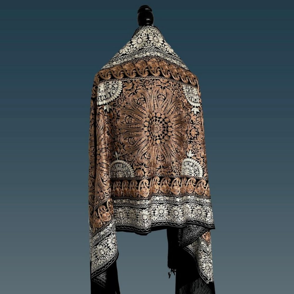 Pashmina shawl, Shawl and Wrap, Gift ideas for her, Black & Gold Wrap, Pashmina